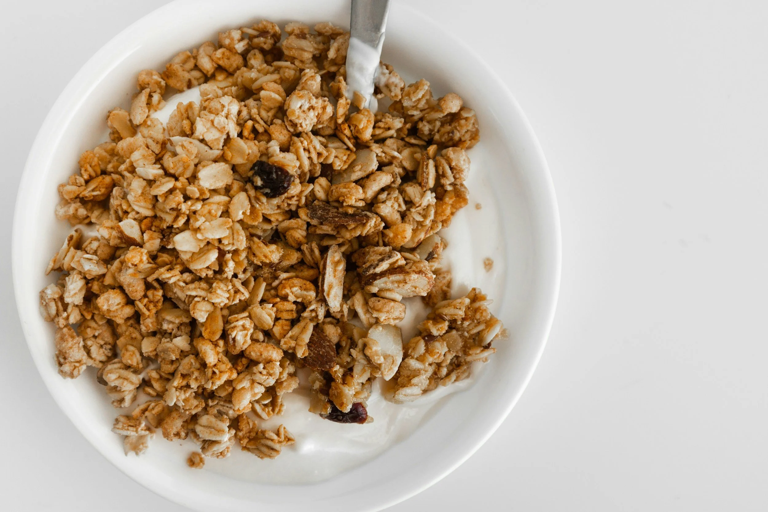 bowl of granola in yogurt
