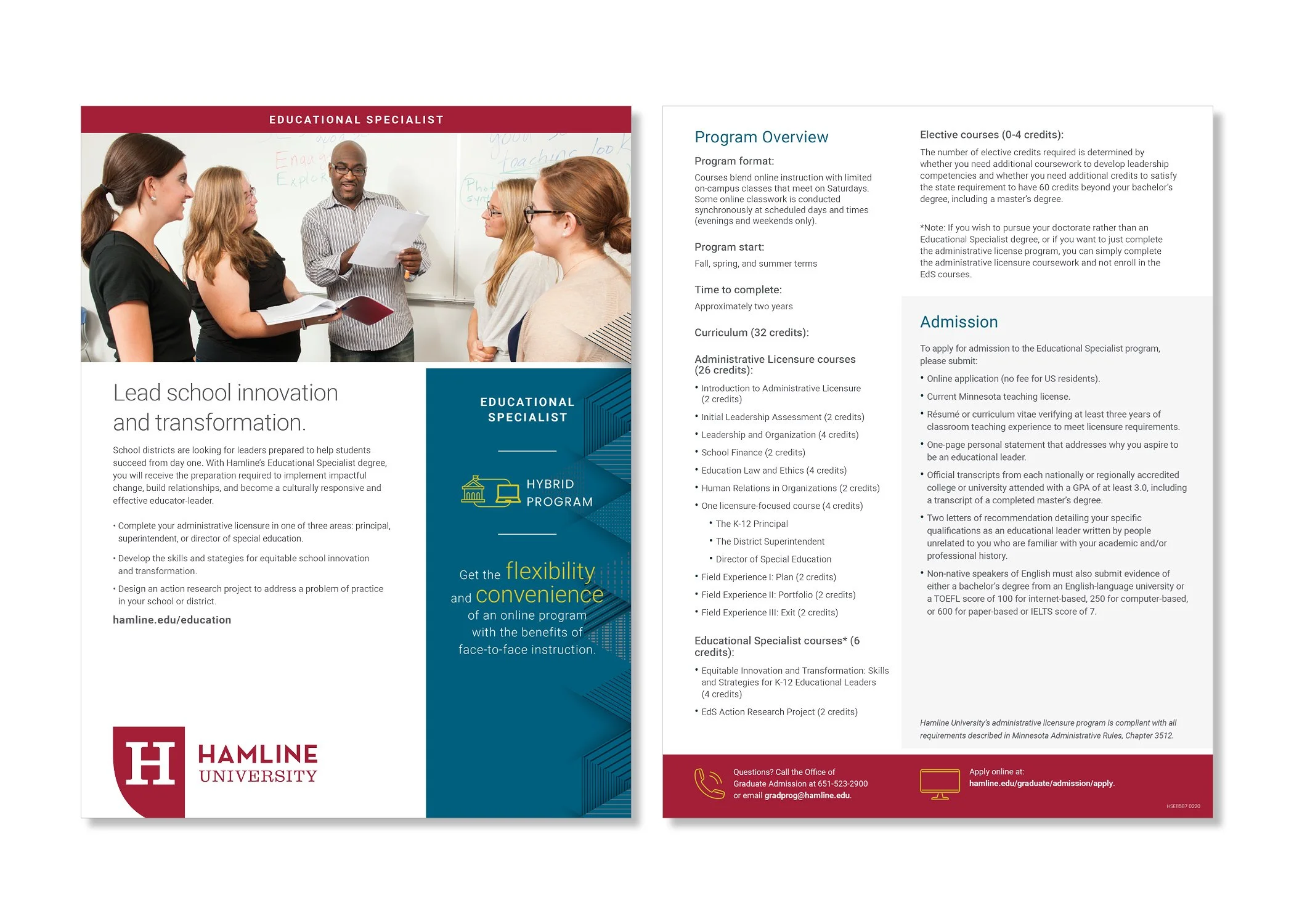Graduate Program Sheet / Client - Hamline University