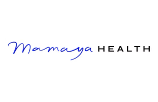 Mamaya Health logo with a white background, featuring the word 'mamaya' in blue cursive font and 'HEALTH' in black capital letters.