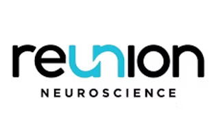 Reunion Neuroscience logo with the word 'reunion' stylized, emphasizing the letter 'u' in blue, and 'NEUROSCIENCE' written below.
