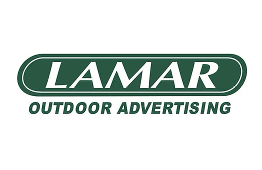 Lamar Outdoor Advertising logo with green background and white text