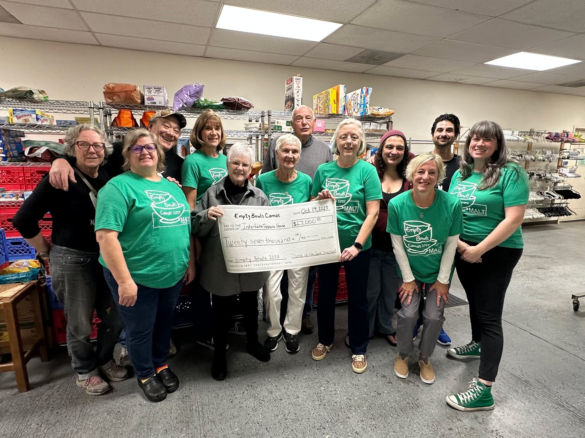 A beautiful day of community and giving. 💛

Yesterday, we presented our 2025 Empty Bowls Camas donation to the Inter-Faith Treasure House Food Pantry, helping feed local families at a time when support matters more than ever.

Thank you to everyone 