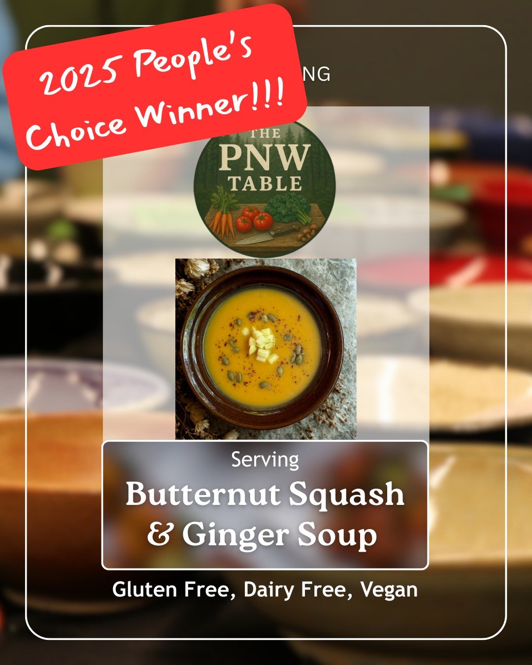 🥳🏆 Big news from Empty Bowls Camas 2025!
Congratulations to  @thepnwtable  for winning the People&rsquo;s Choice Award last night! 🎉 Their Butternut Squash &amp; Ginger Soup stole the show and captured the hearts (and taste buds!) of our community