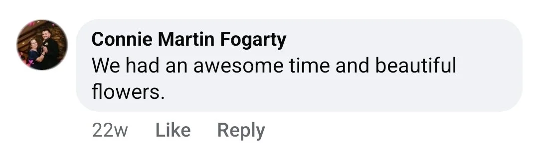 A social media comment about having an awesome time and seeing beautiful flowers at Westview Farm.