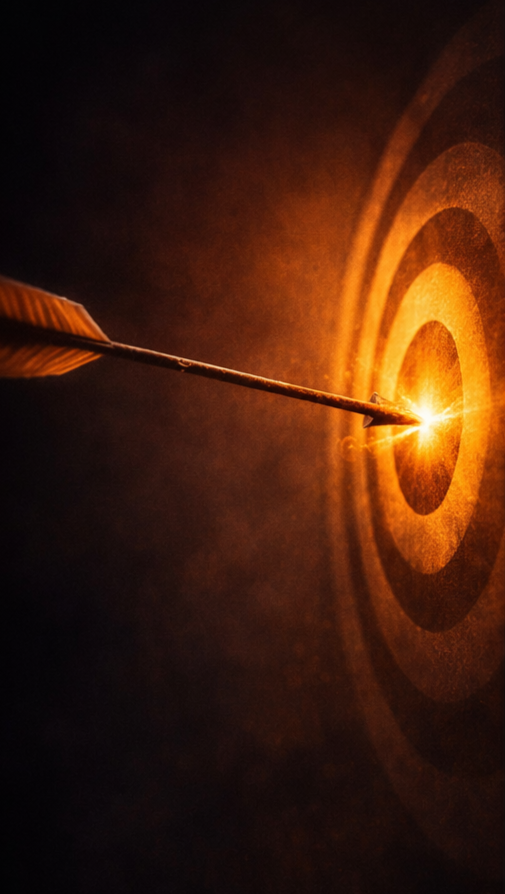 Arrow striking a bullseye