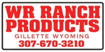 WR Ranch Products logo with red text on a black background.