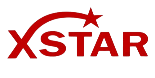 Red text reading 'X STAR' with a red star and a curved line above the text.