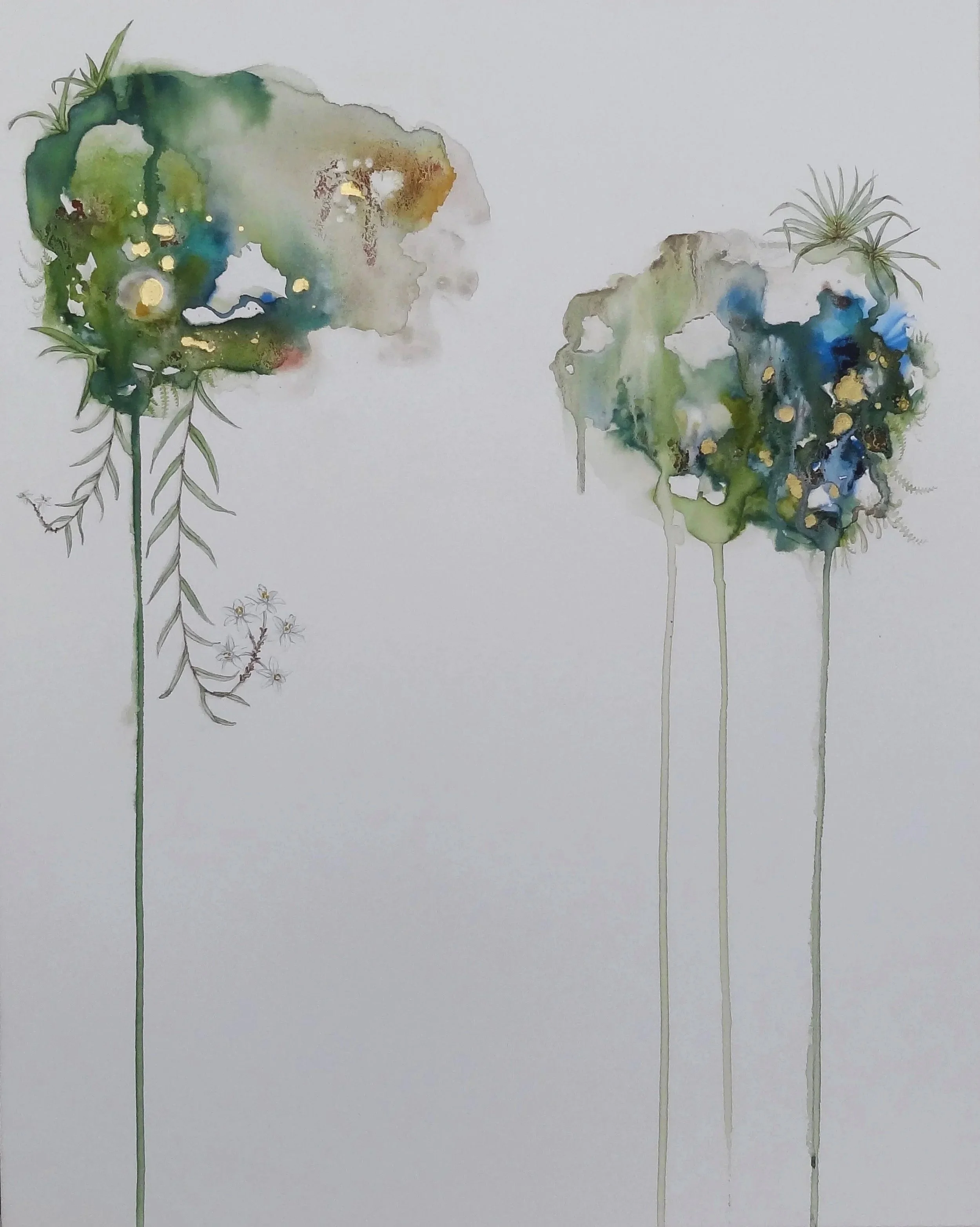 'Raupeka - Easter orchid'
Watercolour, ink & natural pigment on canvas. 2020.
Available at Chambers Art Gallery
Limited edition of 20, giclee prints available  