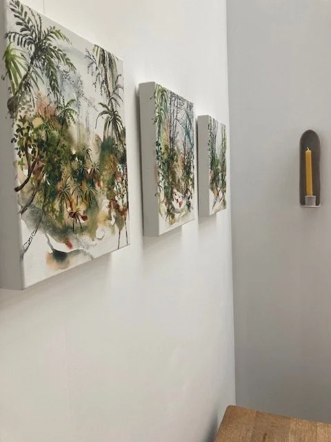 Forest studies & candle sconce insitu 
Chambers Art Gallery 2024