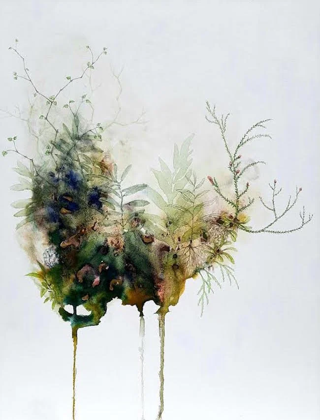 'Evergreen biosphere'
Watercolour, ink, natural pigment on board. 
2021
SOLD