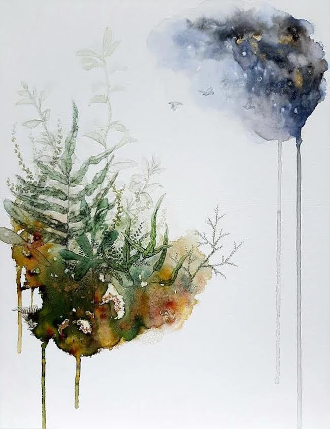 'Biosphere #2'
Watercolour, ink & natural pigment on canvas. 2021
405mm x 505mm
SOLD 
