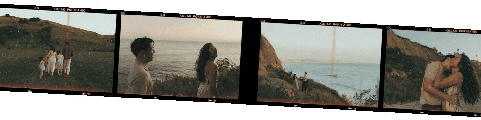 Oahu film-style beach couples photography collage