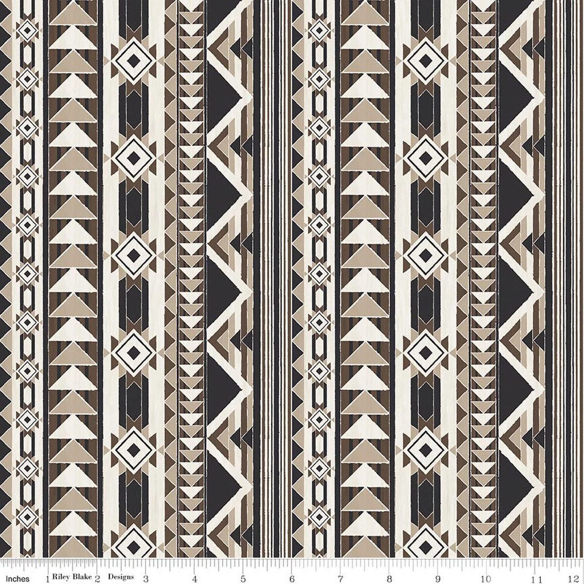 The Homestead Southwestern Blanket Brown Fabric, Western Geometric Diamond Motifs Quilting Cotton, Riley Blake
