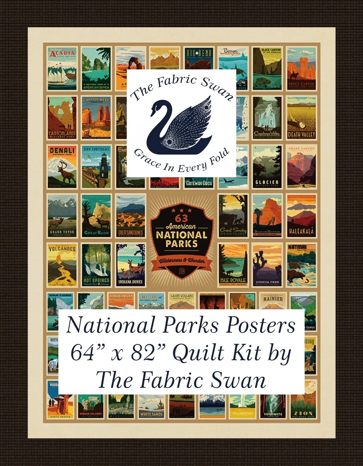 National Parks Posters Quilt Kit 64x82", Large Wilderness Wonders Panel, Riley Blake, SHIPS FREE