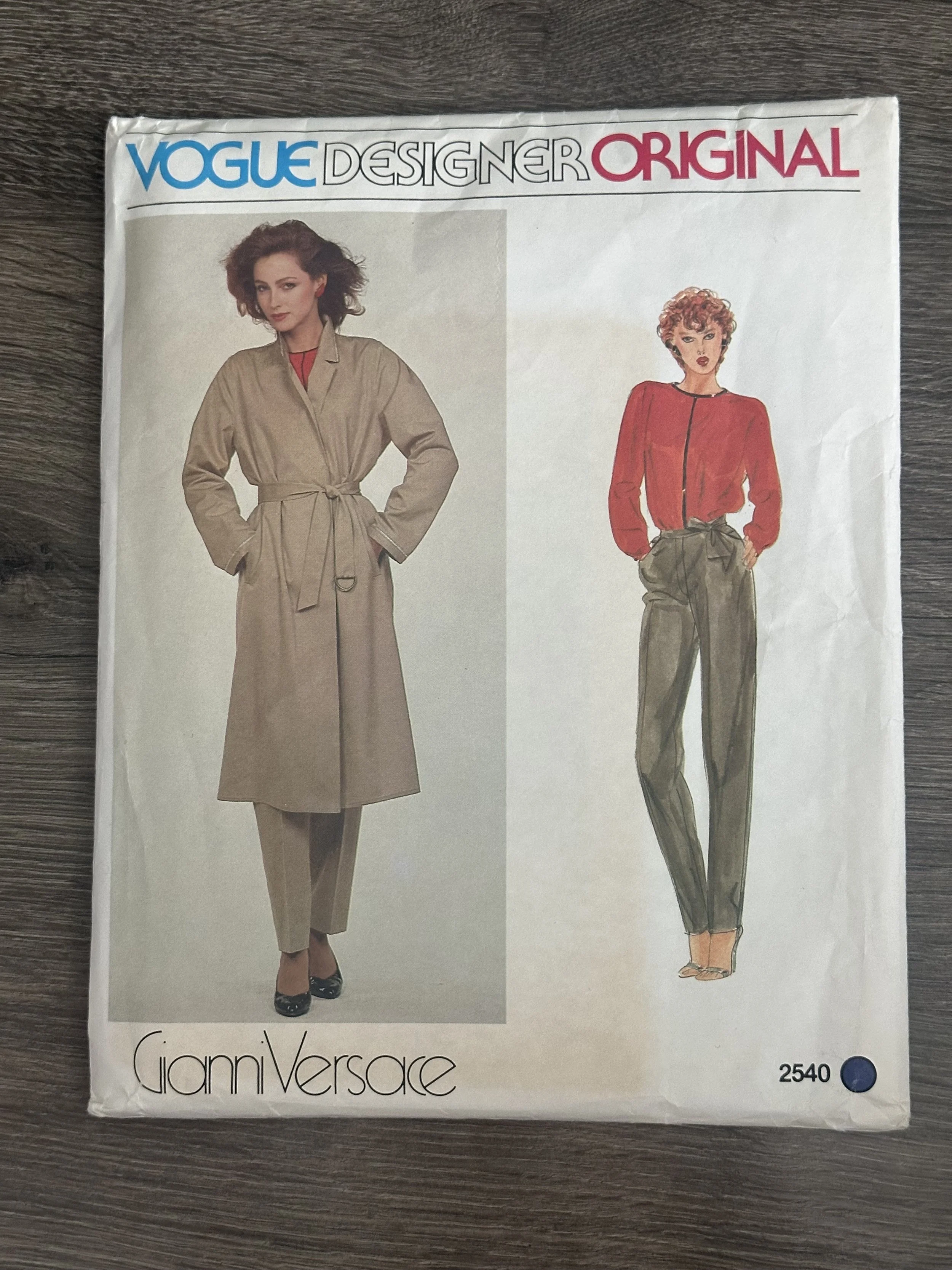 Vogue 2540 Gianni Versace Womens Jacket Blouse Pants