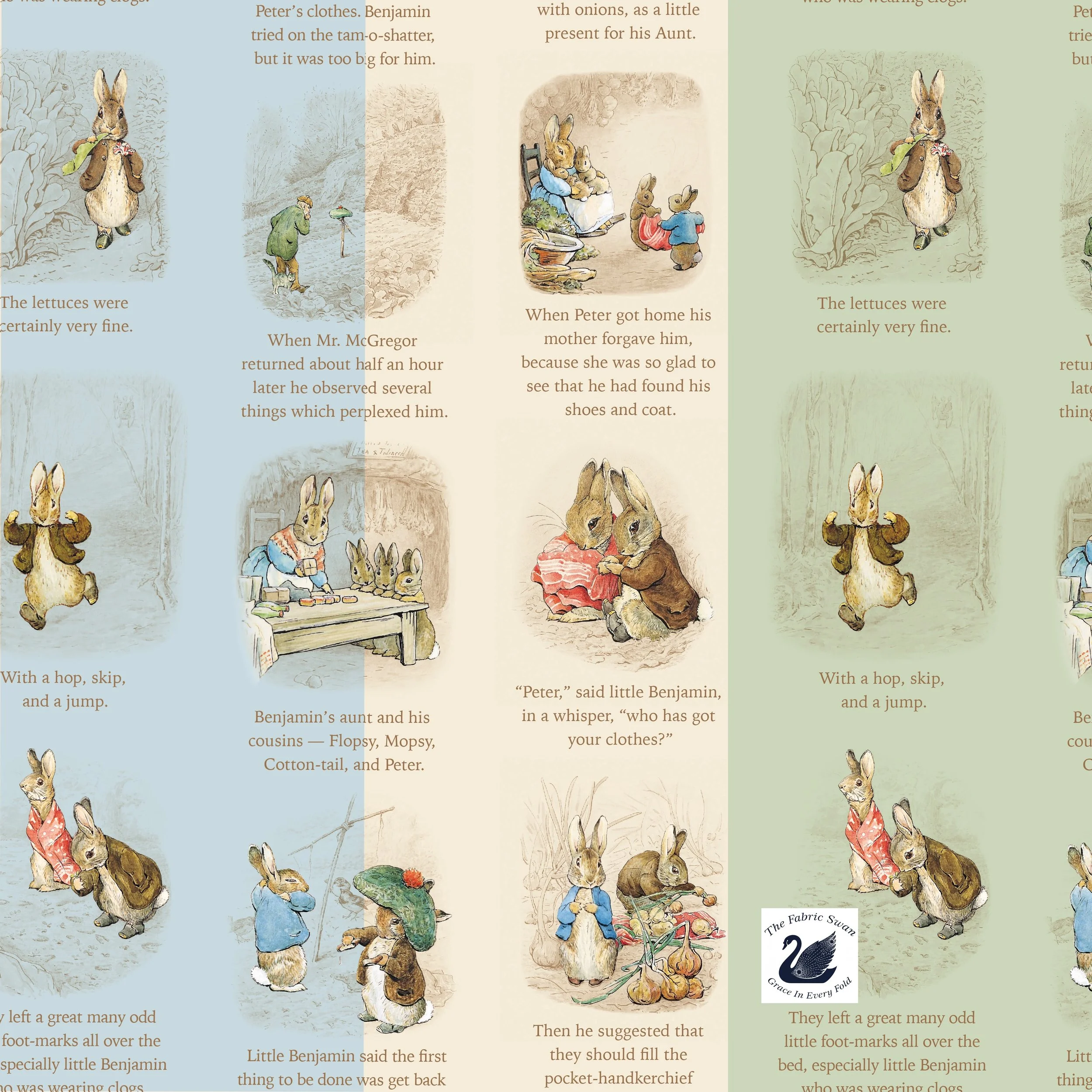 Peter Rabbit™ Benjamin Bunny™ Story Time Quilting Cotton, Digitally Printed, Licensed Fabric, Riley Blake