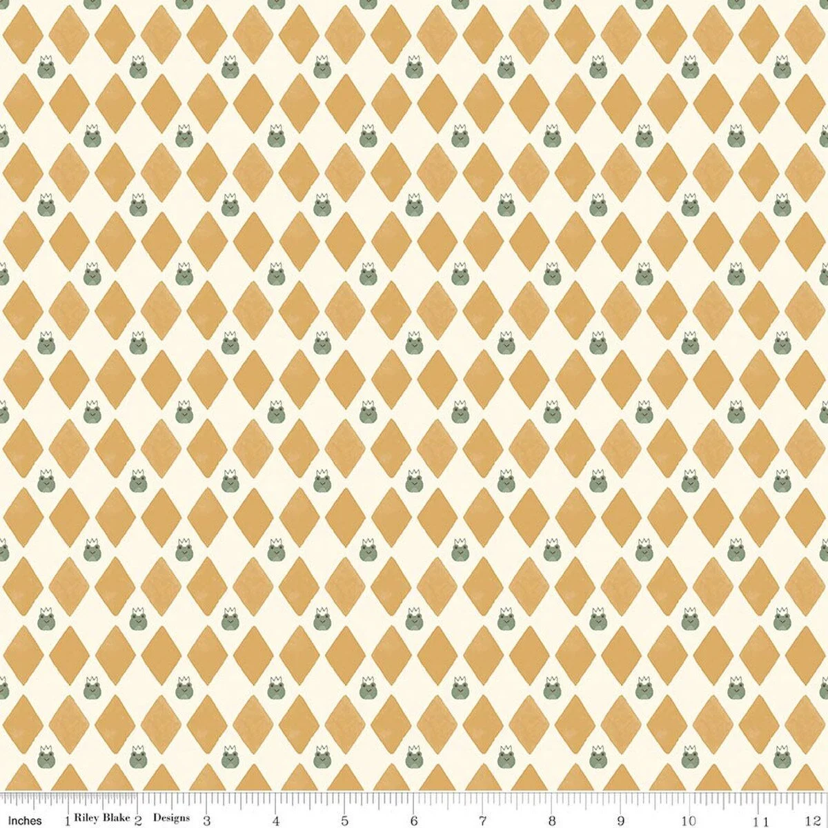 Faraway Kingdom Harlequin Prince Frog, Enchanted, Sand Yellow Diamonds, Quilting Cotton Fabric, Riley Blake