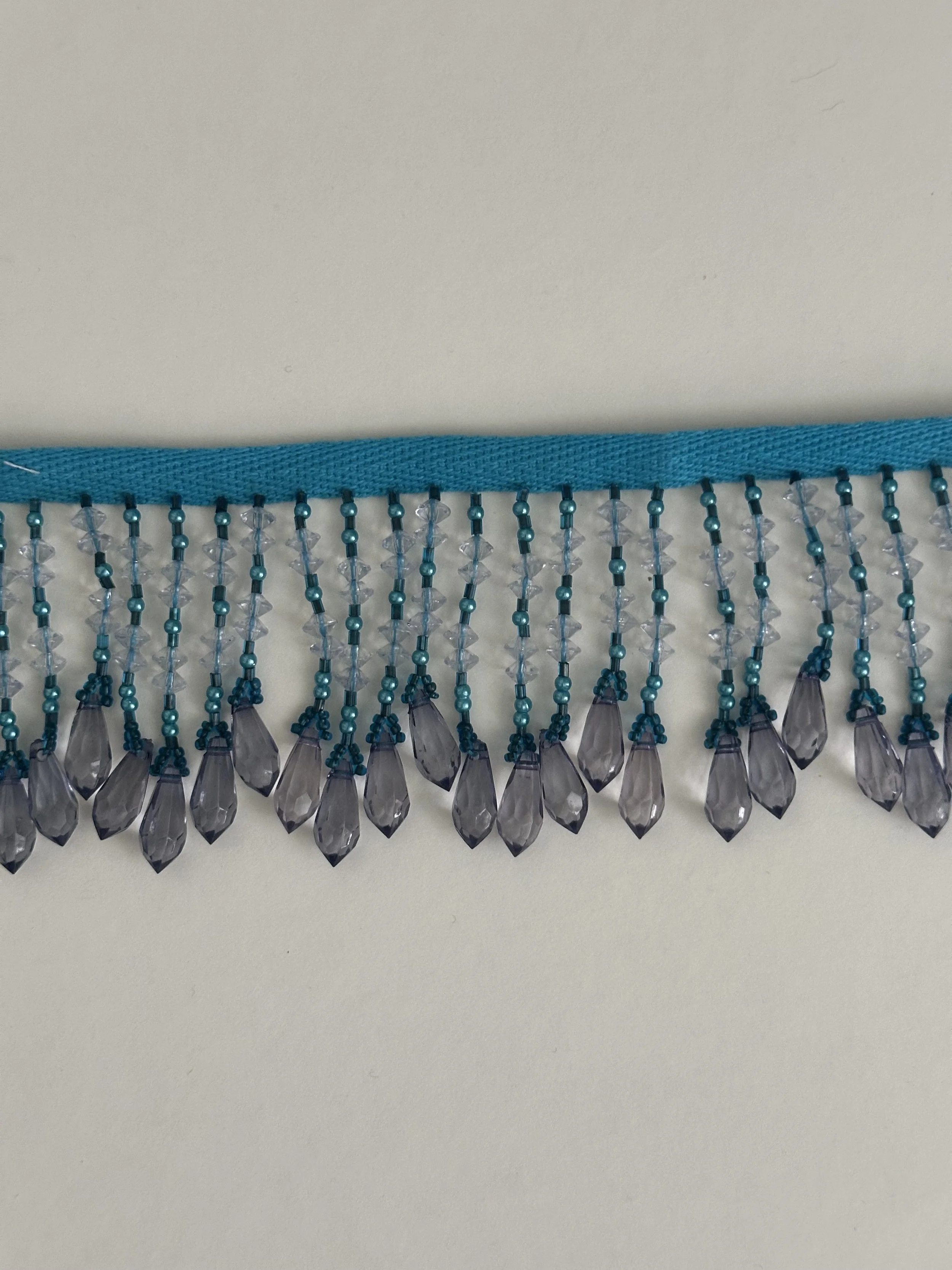 Blue and Turquoise Beaded Fringe