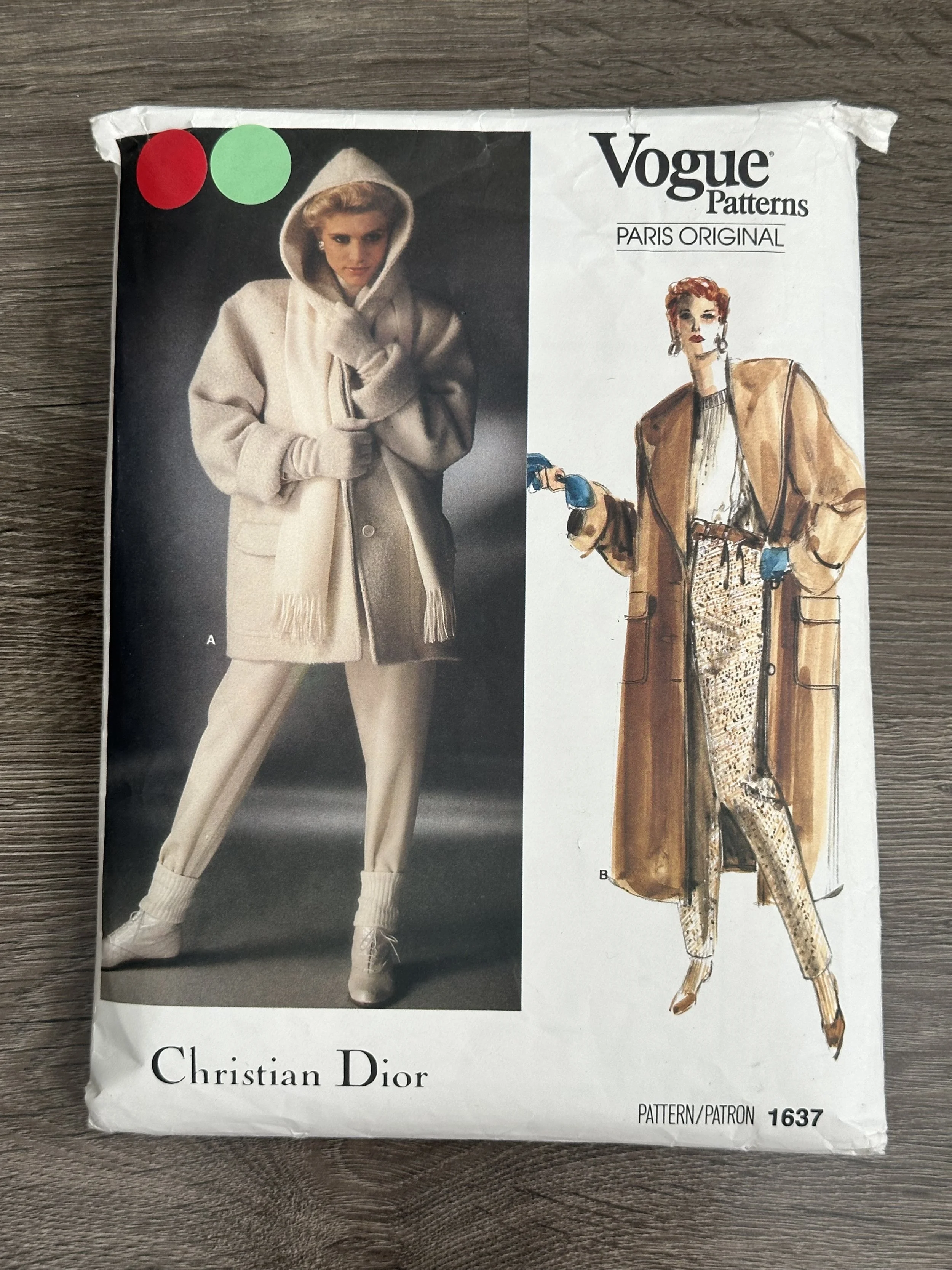 Vogue 1637 Christian Dior Womens Coat and Pants