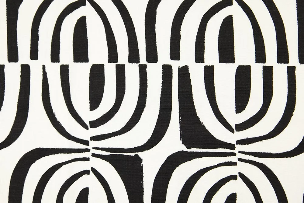 Mod Geo Rayon Linen Print Black & Ivory