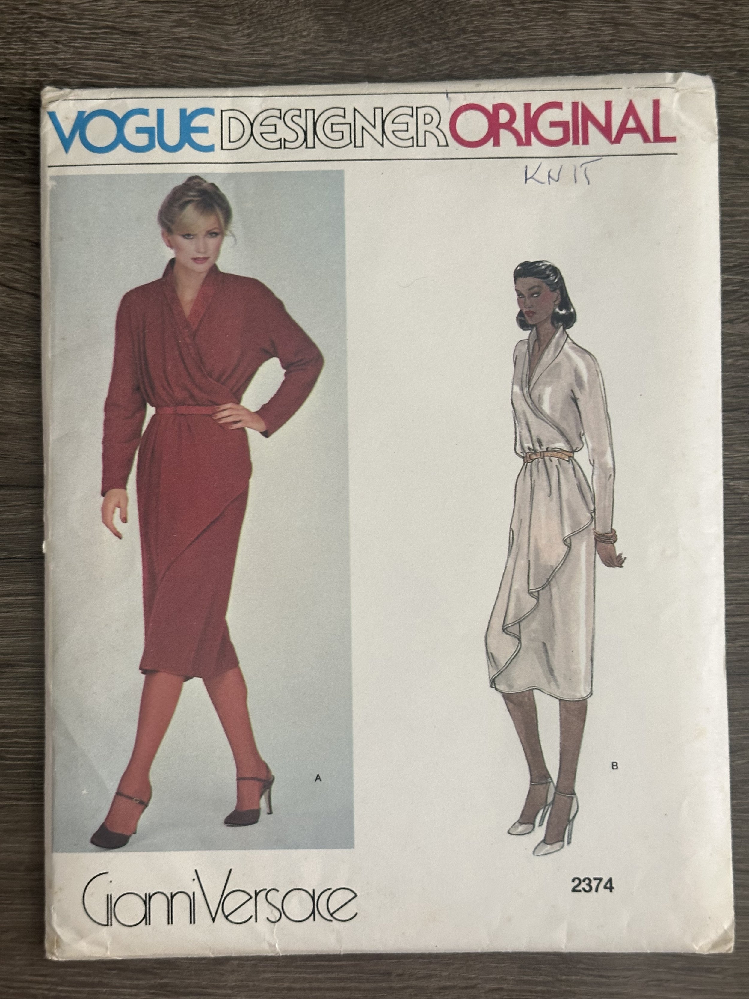 Vogue 2374 sewing pattern, womens dress Gianni Versace, size 12