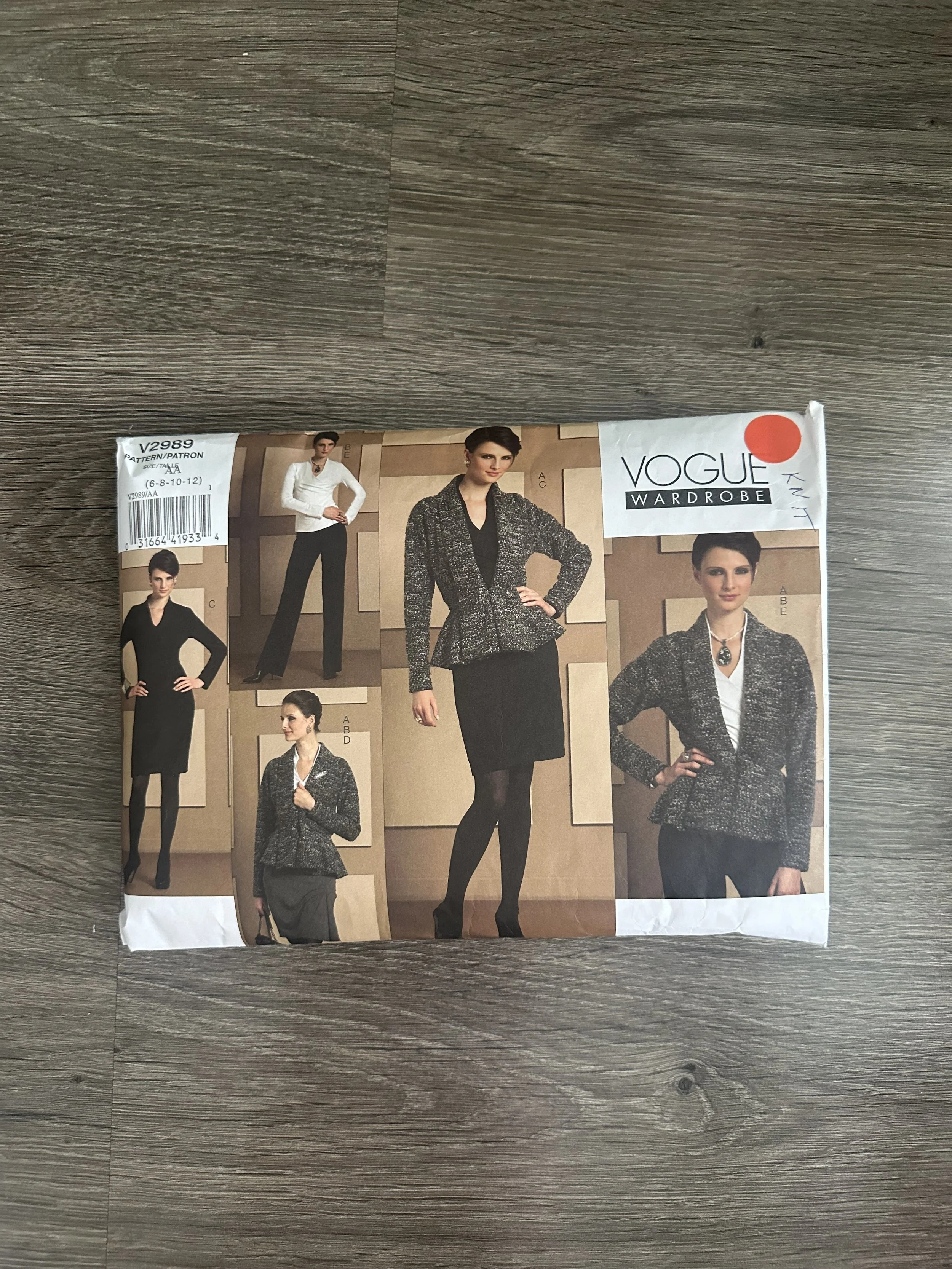 Vogue V2989, Vogue Wardrobe, Separates Pattern, Misses' Jacket, Top, Dress, Skirt & Pants