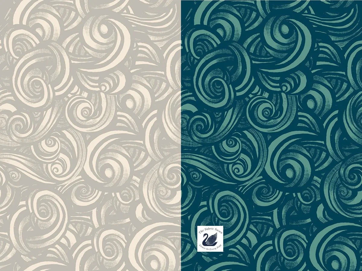 PRESALE Fireglow Smoke Blenders Swirls, Oyster Watercress Turquoise, Quilting Cotton, Sarah Watts, Ruby Star