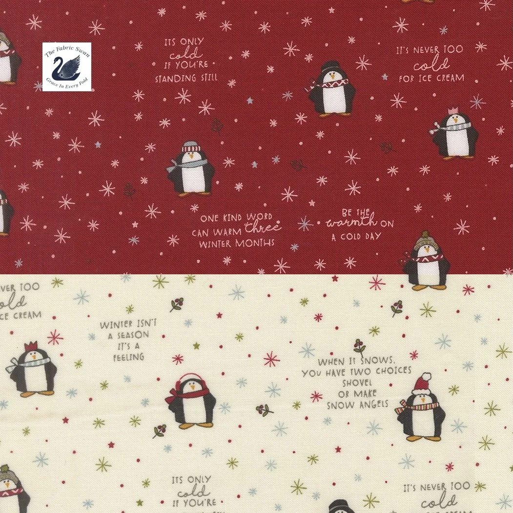 Chilly Mr Penguin Quilting Cotton Fabric, Sew Your Own Christmas Pajamas, Fat Quarter, Moda