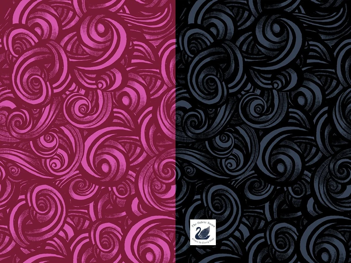PRESALE Fireglow Smoke Blenders Swirls, Rose Burgundy Black, Quilting Cotton, Sarah Watts, Ruby Star