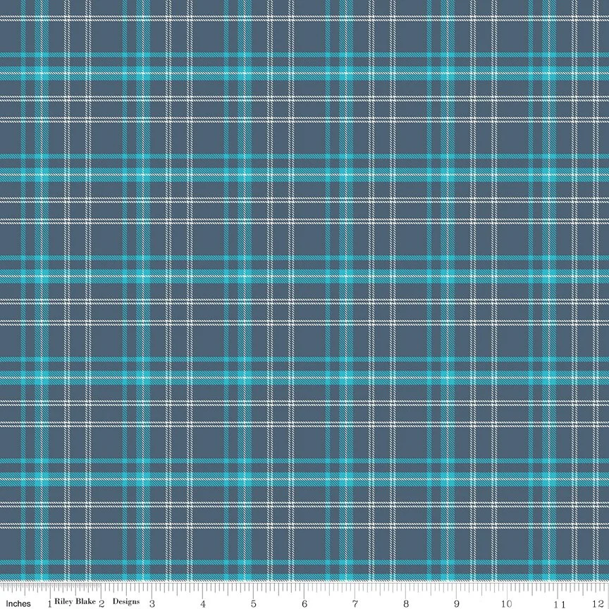 Happy Haven Plaid Navy Quilting Cotton, Dark Blue Fabric, Shawn Wallace Riley Blake Designs