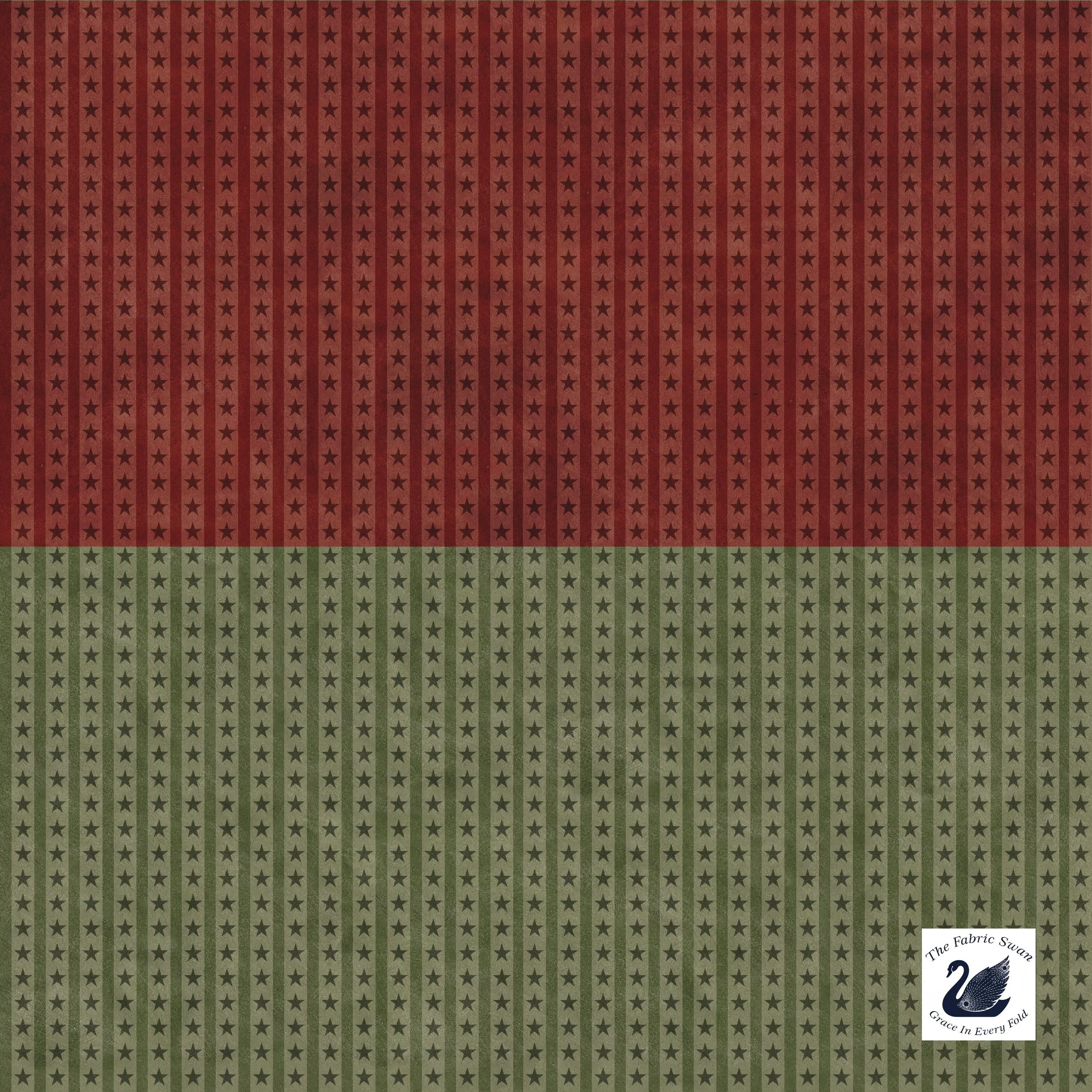 Northern Christmas Star Stripes Quilting Cotton Fabric, Red Green Star-Filled, Teresa Kogut, Riley Blake