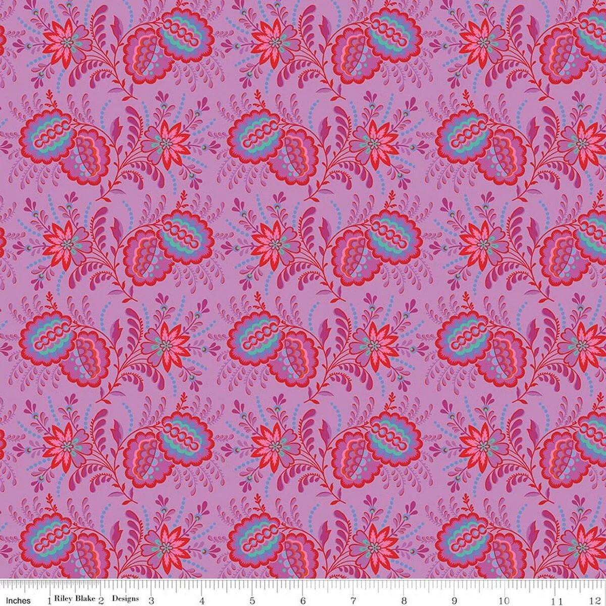 Kipling Gardens Pemberly Violet, Pink Floral Botanical, Quilting Cotton Fabric, Lily Ashbury, Riley Blake