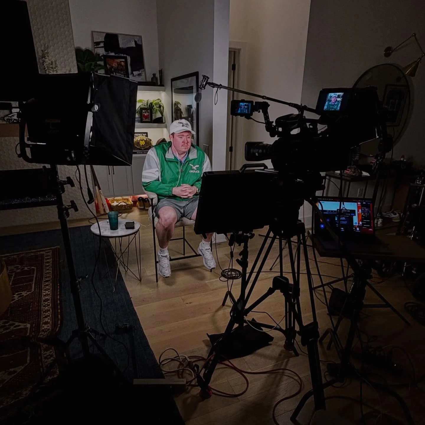 Hanging with Shane Gillis at his house for live game commentary on ESPN ManningCast. Birds won. #football #comedy #nfl #espn