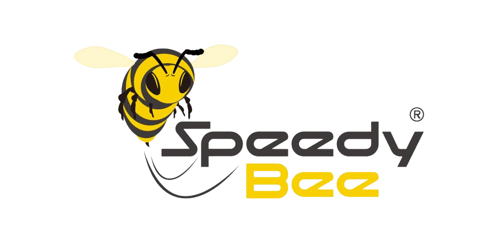 Logo of Speddy Bee featuring a cartoon bee and stylized text.