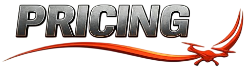 The word 'PRICING' in bold, metallic letters with a red and orange swoosh beneath it.