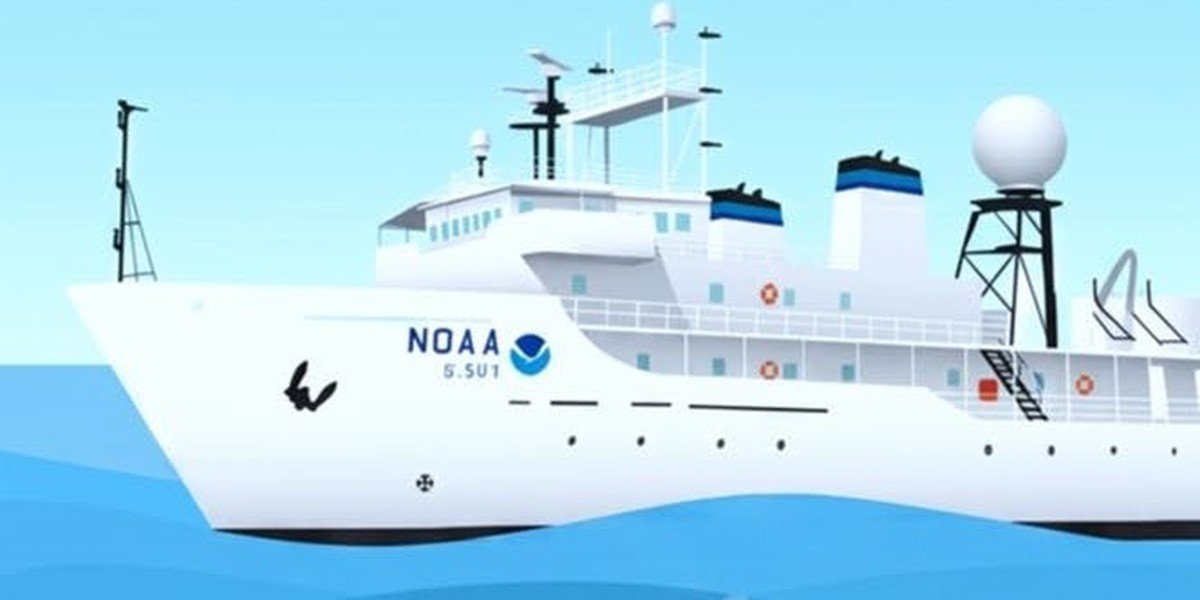 Crewed survey vessel at sea