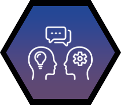 Hexagon icon of one operator and many platforms