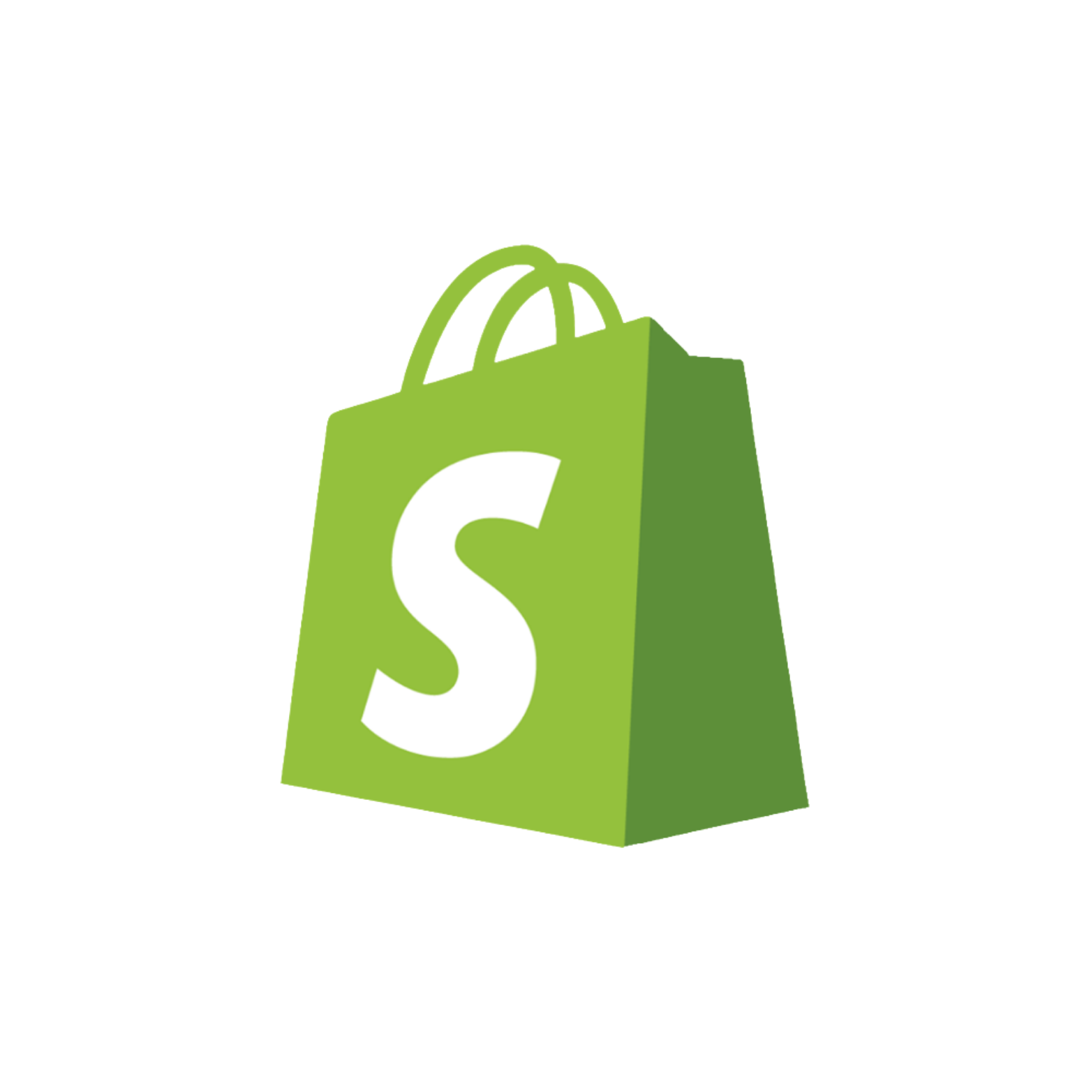Green shopping bag with a white S logo on it.