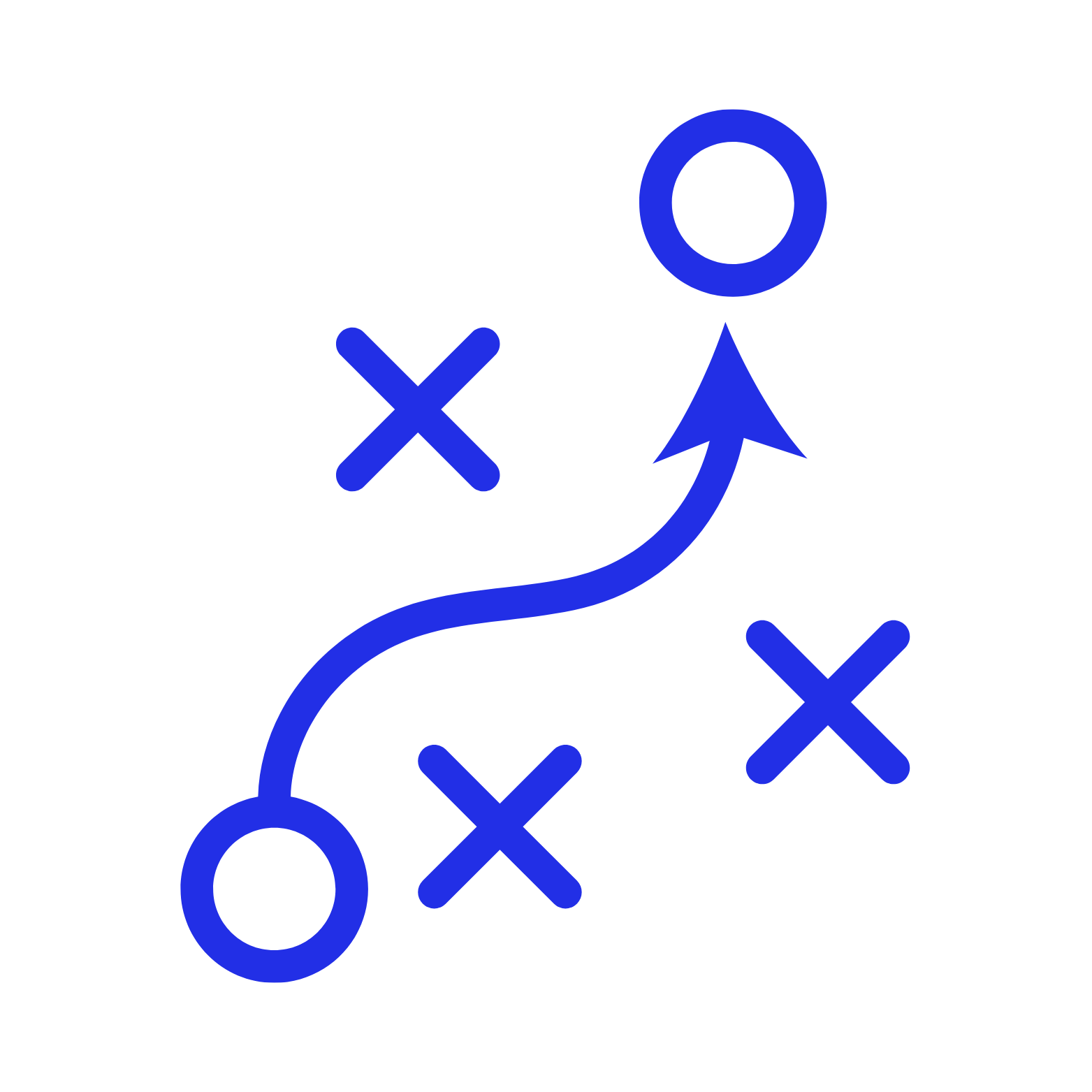 A diagram showing a tactical sports strategy, with circles, X's, and arrows indicating player movements and positions.