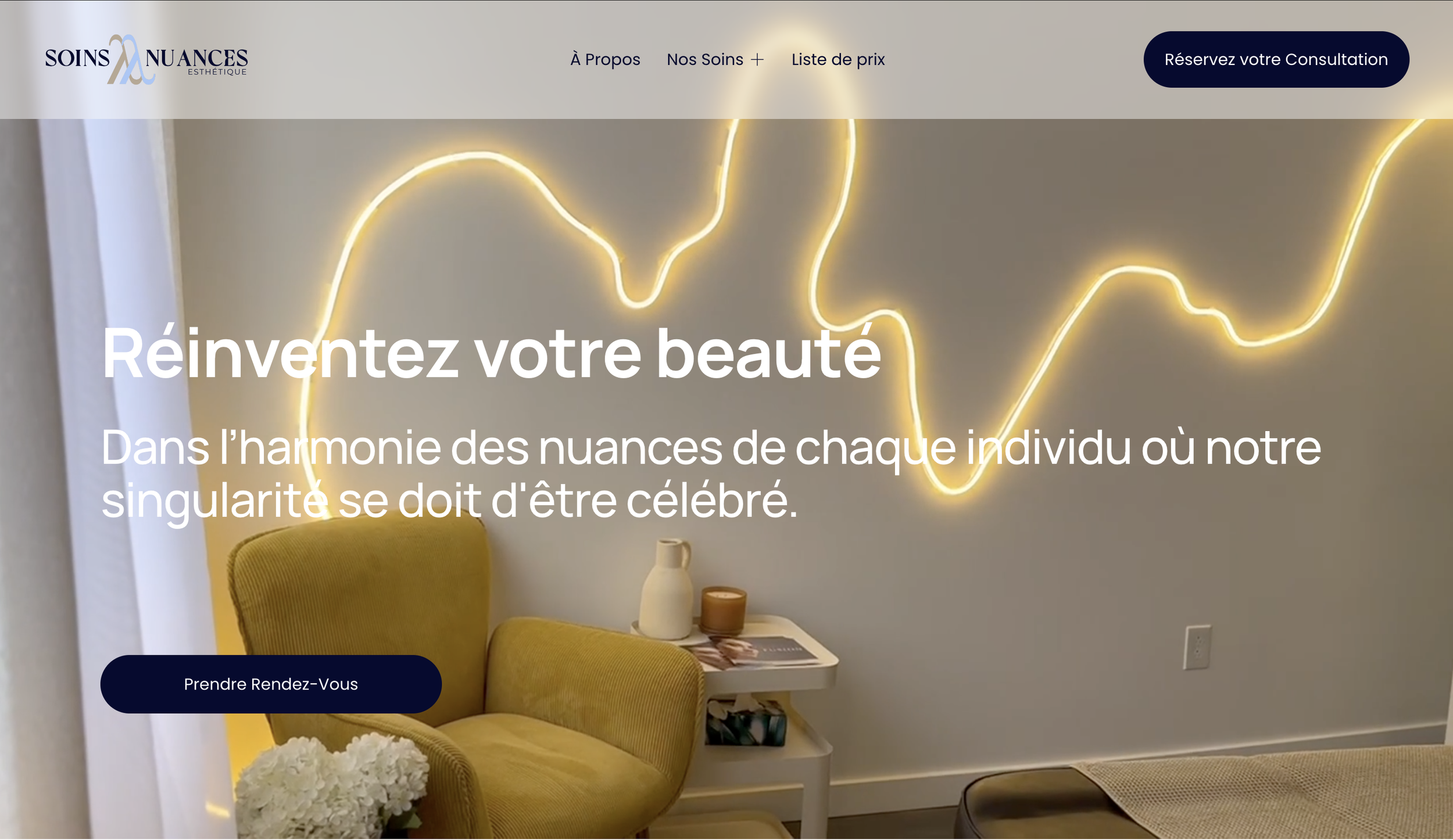 Interior of a beauty clinic Soins Nuances