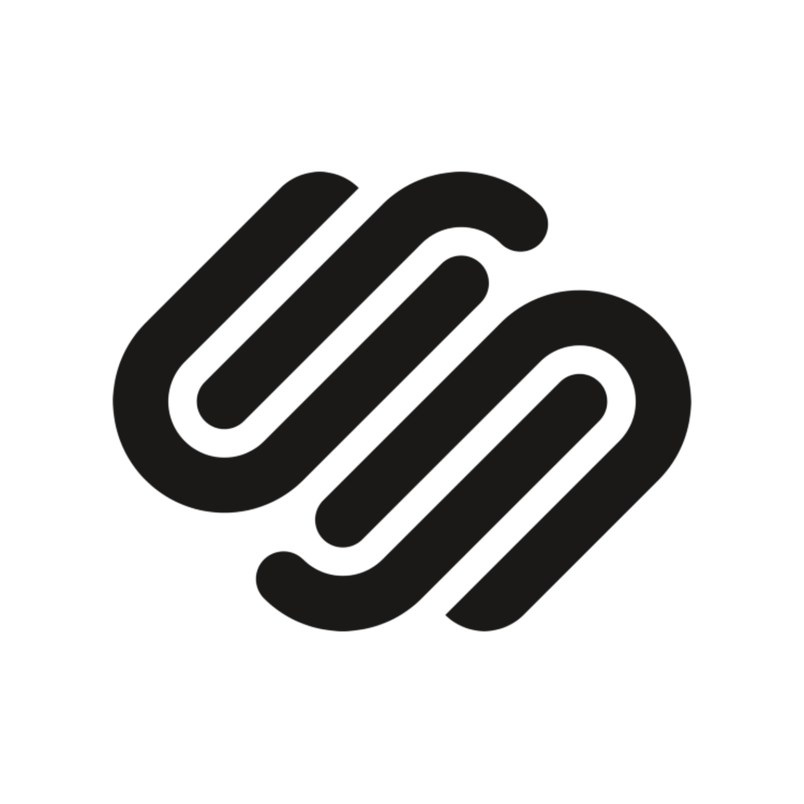 Black abstract geometric logo with three parallel lines intertwined in a stylized design.