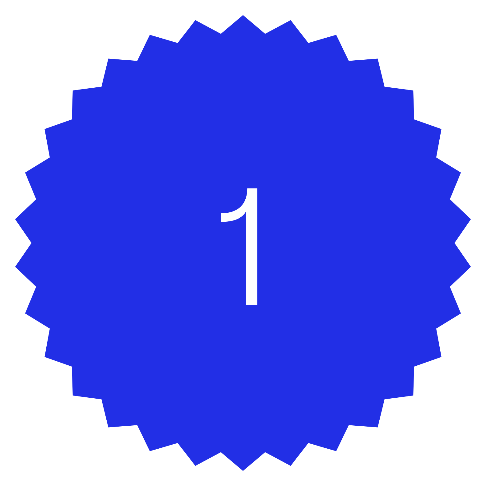 Blue ribbon with the number 1 in the center.