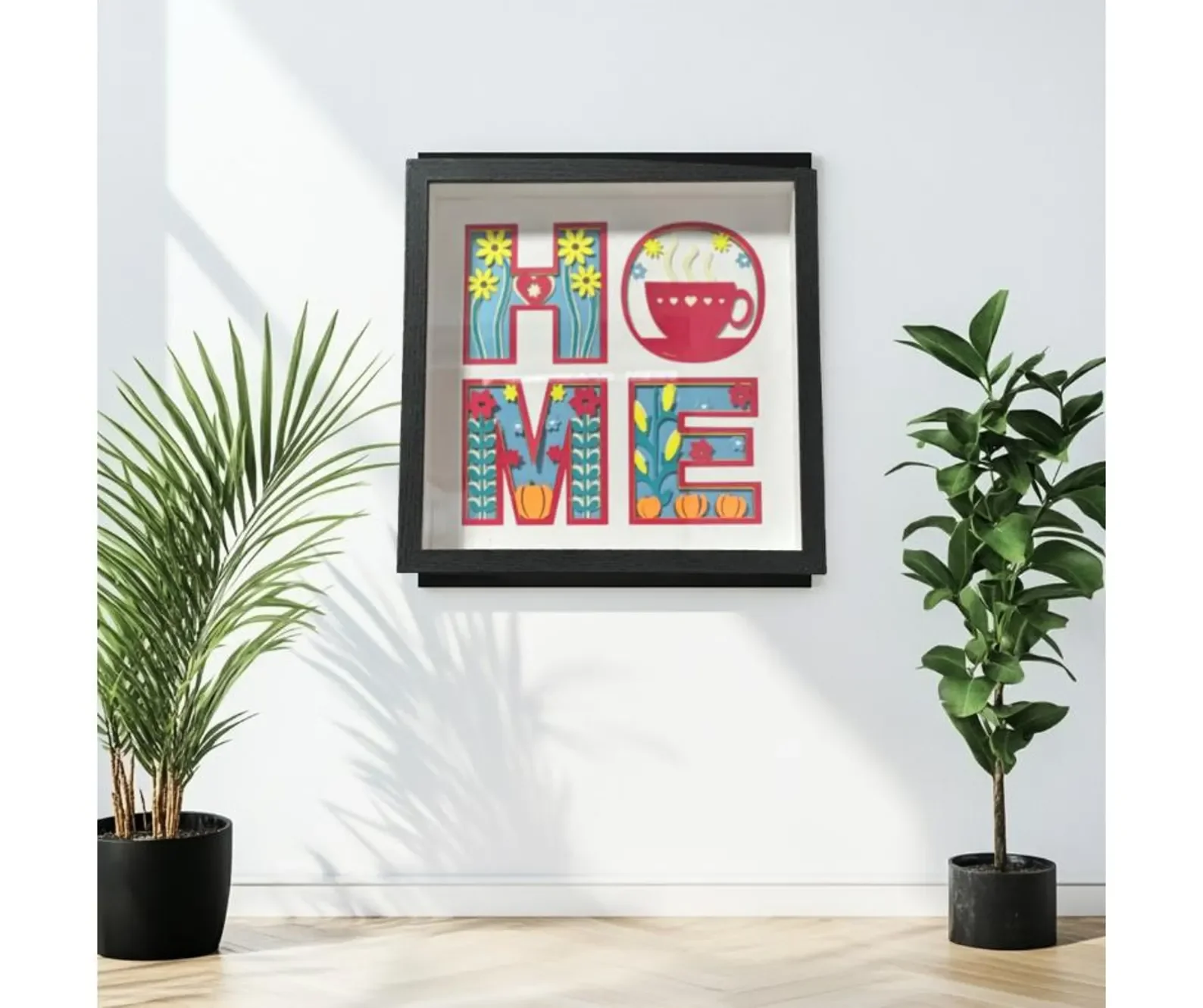 Hygge "HOME" Shadowbox | Scandinavian Papercraft Wall Art