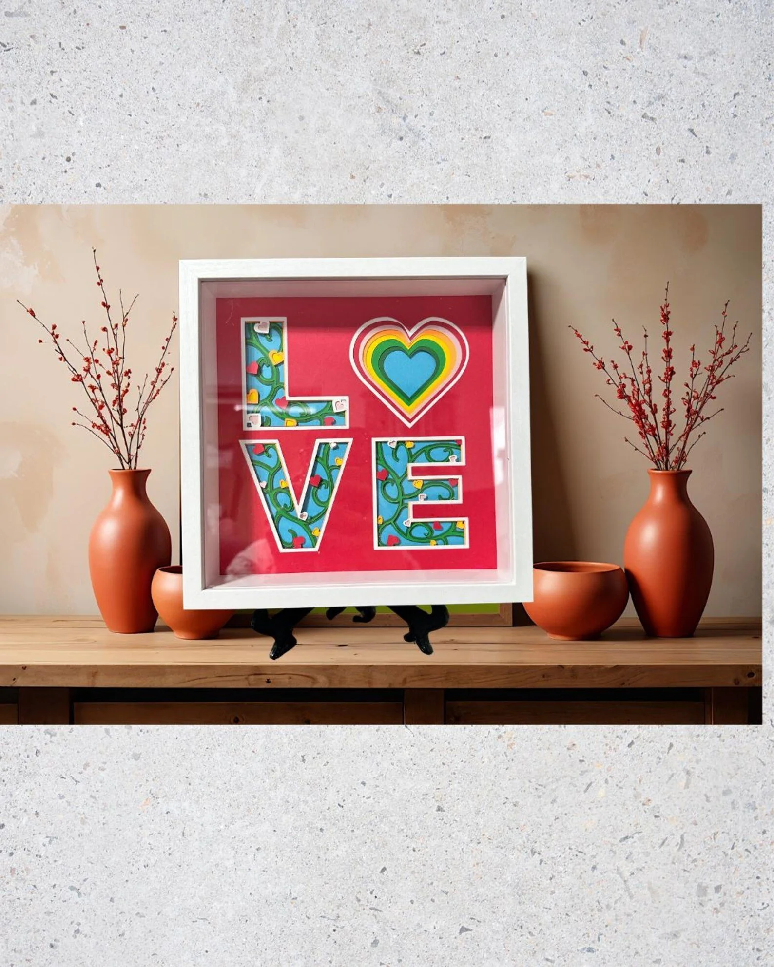 Hygge Inspired LOVE Paper Art Shadowbox