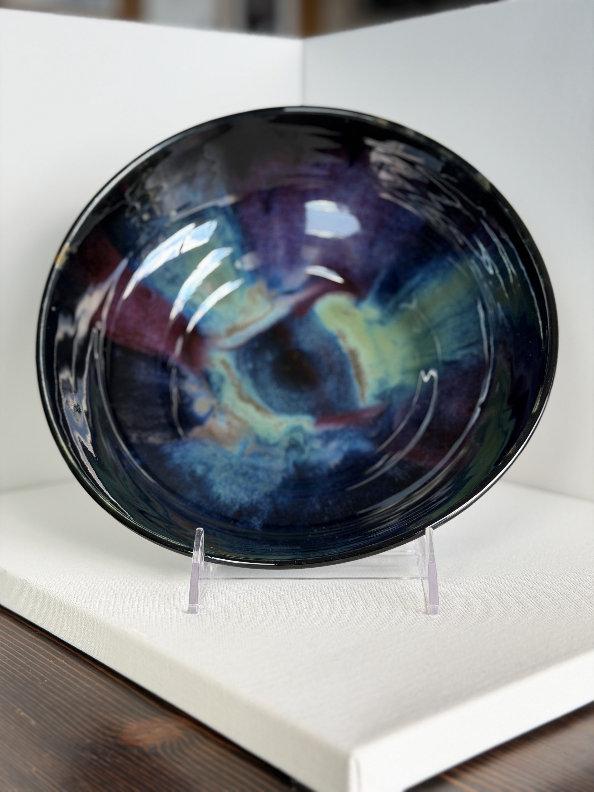 Large Serving Bowl Northern Lights Glaze Effect