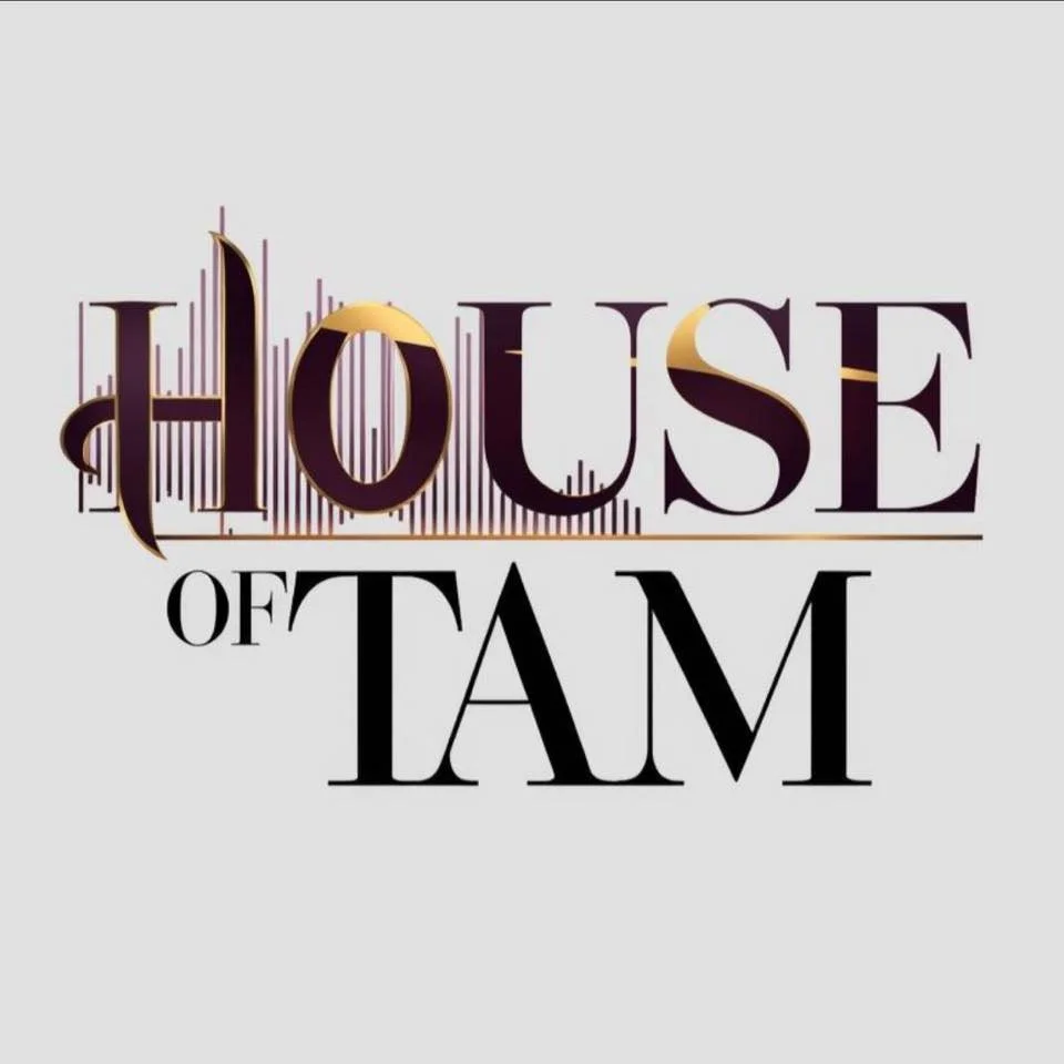 Graphic logo for 'House of Tam' with stylized text and sound wave design