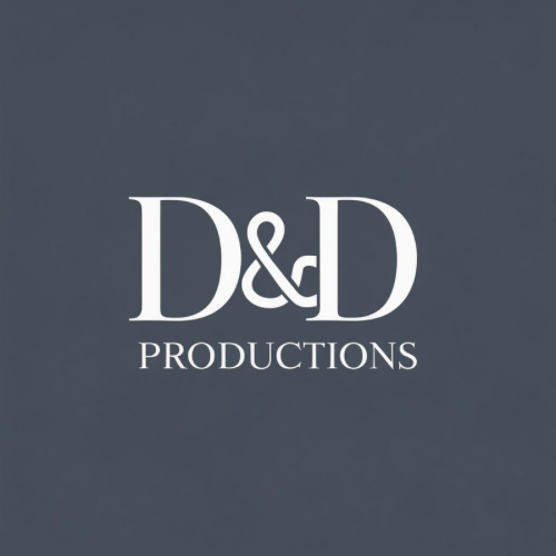Logo of D&D Productions on a dark gray background.
