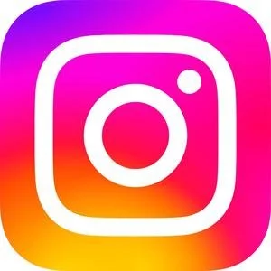 Instagram logo with a white camera icon on a colorful gradient background