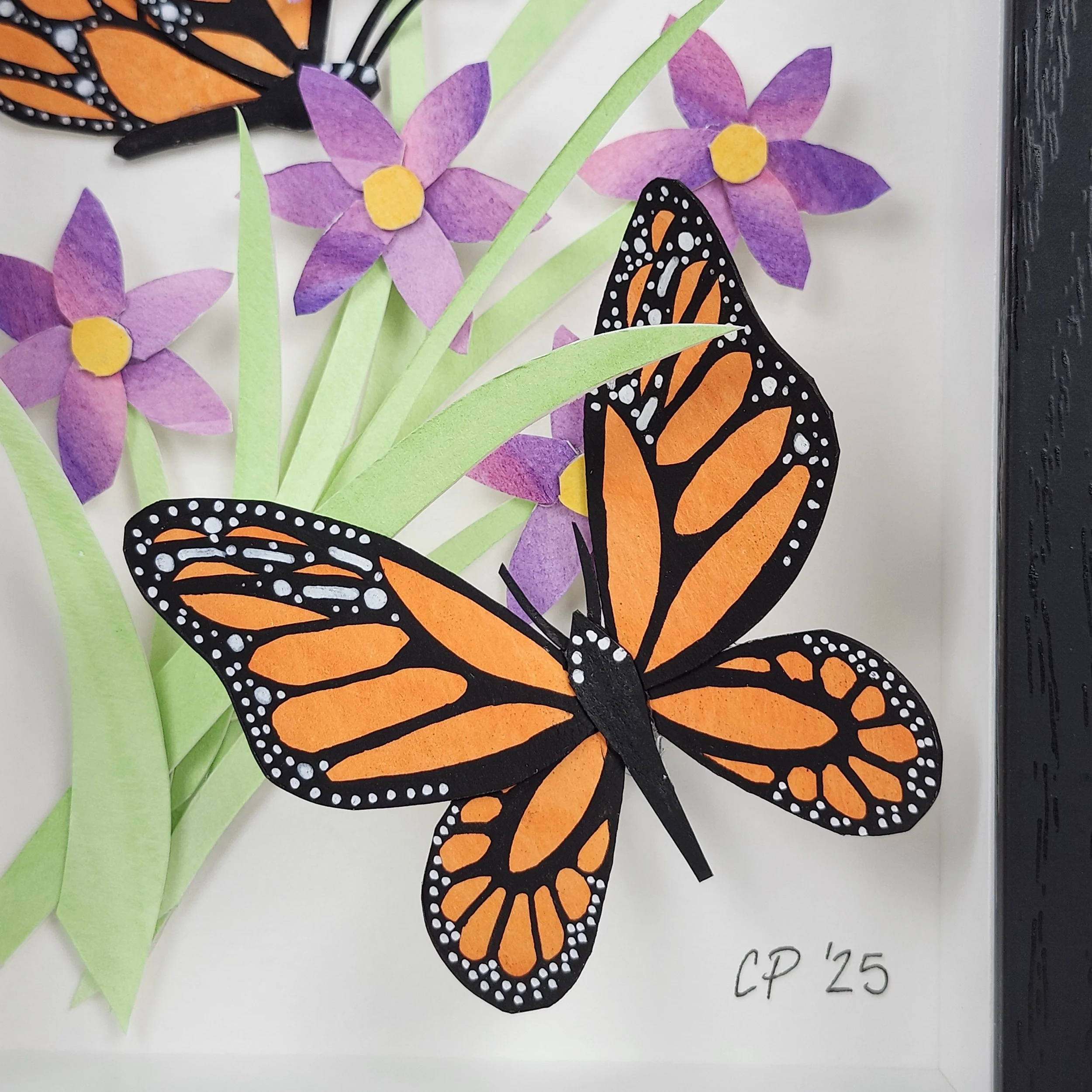 Original - Monarchs on Purple Forget Me Nots