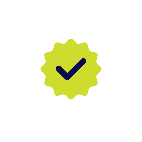 Checkmark symbol inside a wavy green badge, indicating verification or approval.